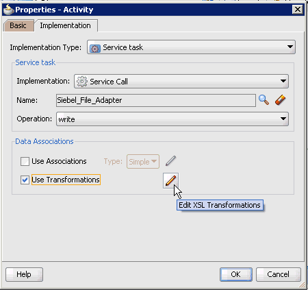 Properties - Activity dialog