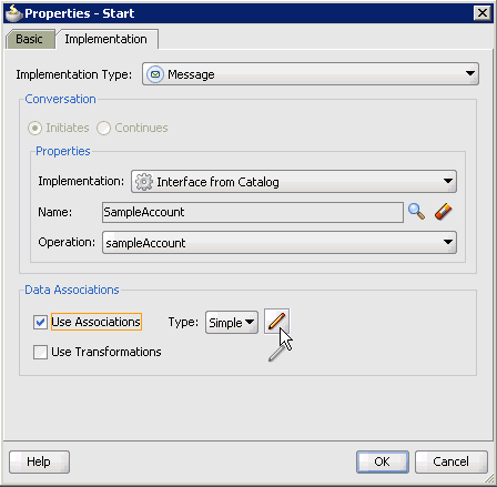 Properties - Start dialog