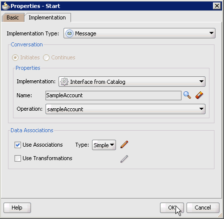 Properties - Start dialog