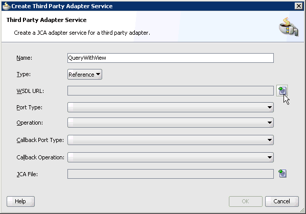 Create Third Party Adapter Service dialog box