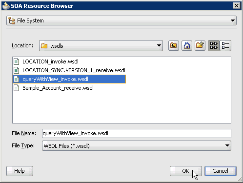 SOA Resource Browser dialog box