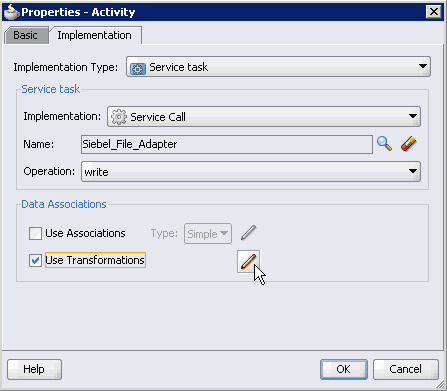 Properties - ServiceTask1 dialog