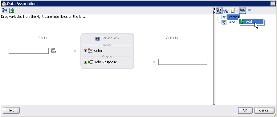 Data Associations dialog