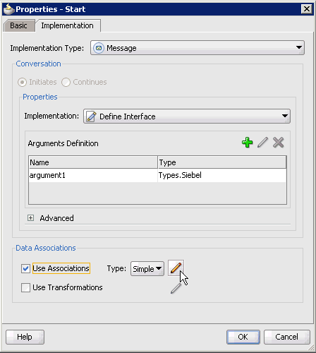 Properties - Start dialog