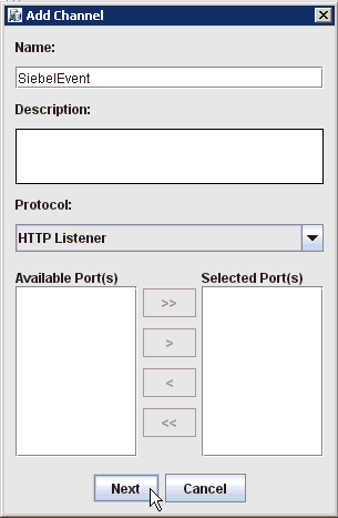 Add Channel dialog box