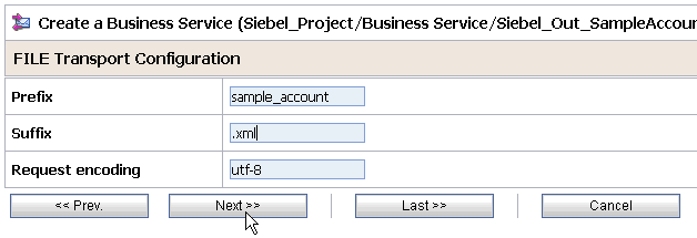 FILE Transport Configuration page