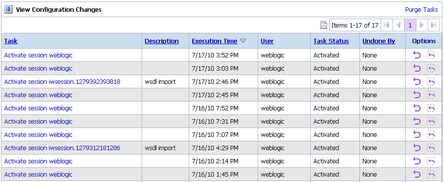 View Configuration Changes page