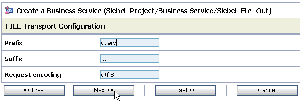 FILE Transport Configuration page