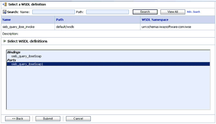 Select WSDL dialog box