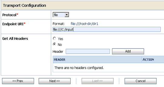 Transport Configuration