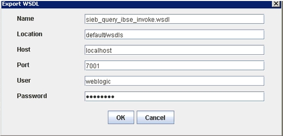 Export WSDL dialog