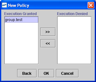 New Policy permissions dialog box.