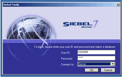 Siebel log on window.