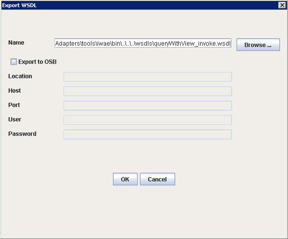 Export WSDL dialog box