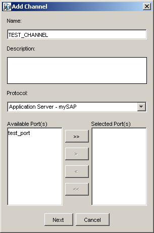 Add Channel dialog box