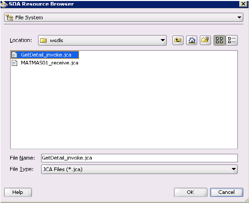 SOA Resource Browser dialog box