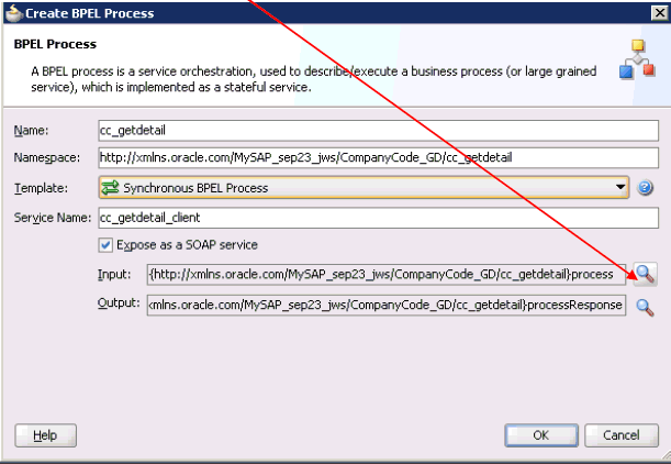 Create BPEL Process dialog box