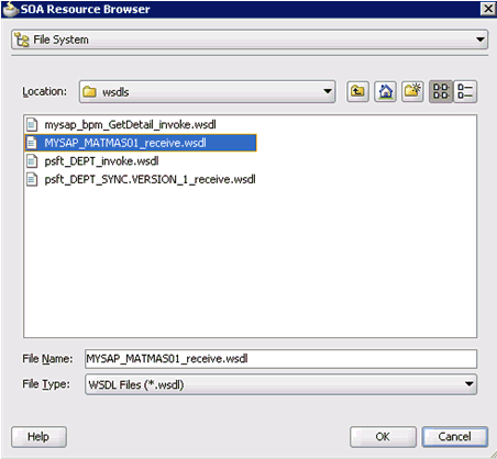 SOA Resource Browser dialog box