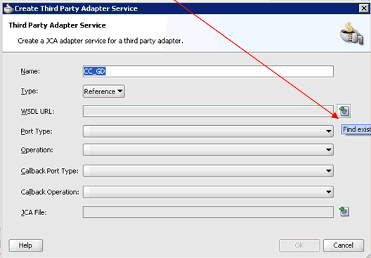 Create Third Party Adapter Service dialog box