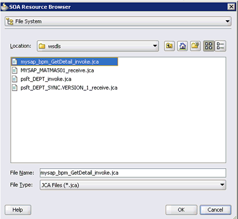 SOA Resource Browser dialog box