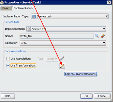 Properties - ServiceTask1 dialog