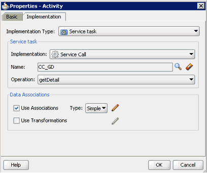 Properties - Activity dialog