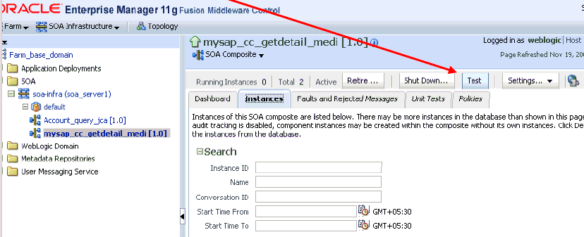 Oracle Enterprise Manager console