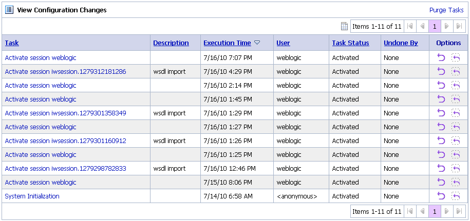 View Configuration Changes page