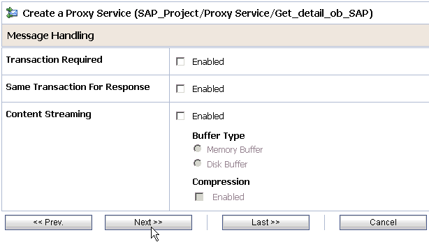 Message Handling page