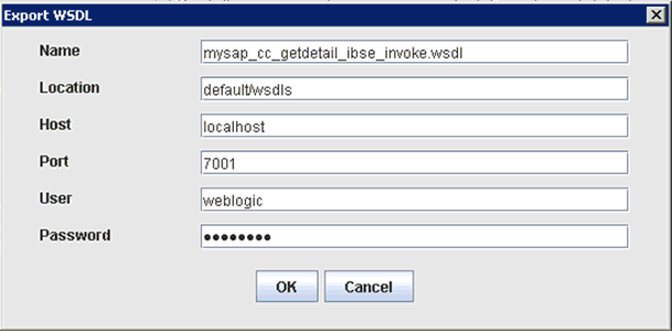 Export WSDL dialog