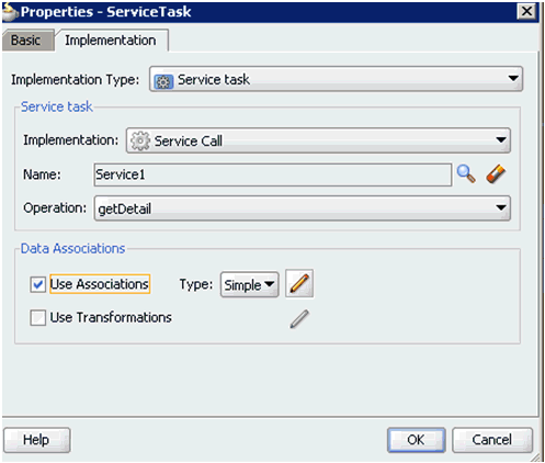 ServiceTask dialog