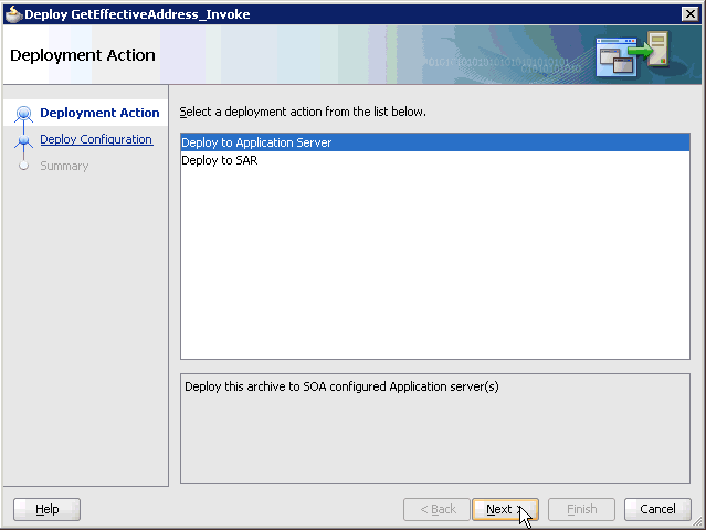 Deployment Action pane