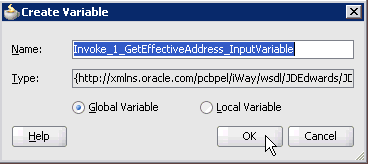 Create Variable dialog box