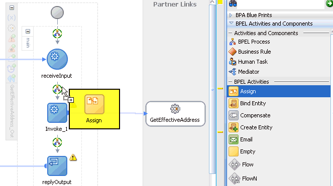 Oracle JDeveloper workspace area