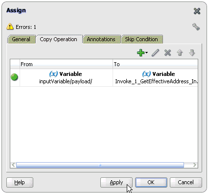 Assign dialog box