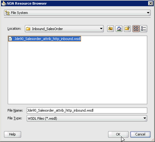 SOA Resource Browser dialog box