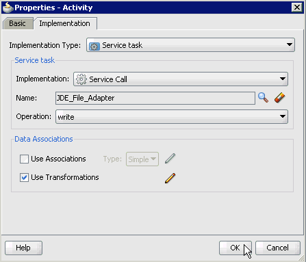 Properties - Activity dialog