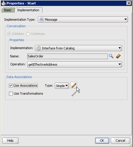 Properties - Start dialog