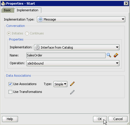 Properties - Start dialog