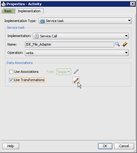 Properties - ServiceTask1 dialog