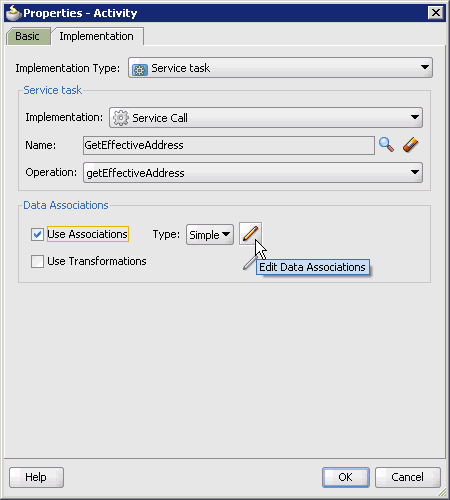 Properties - Activity dialog