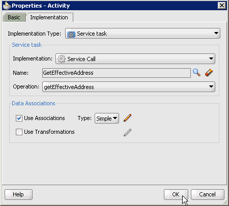 Properties - Activity dialog