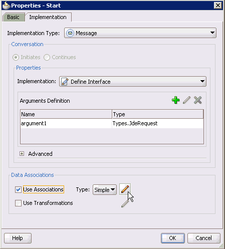 Properties - Start dialog