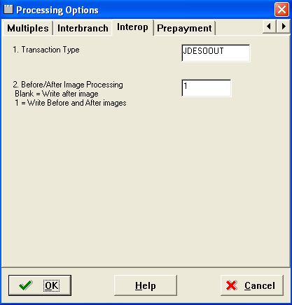 Processing Options dialog box