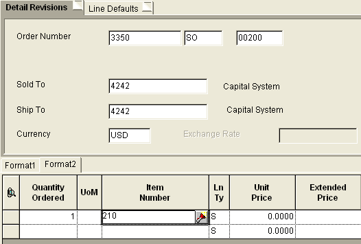 Sample values for Quantity Ordered and Item Number