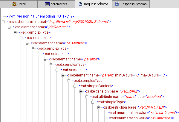 JDE schema request