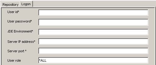 JD Edwards Logon tab