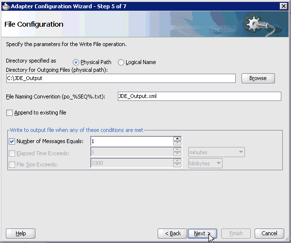 File Configuration pane