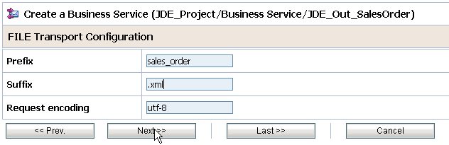 FILE Transport Configuration page