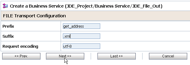 FILE Transport Configuration page